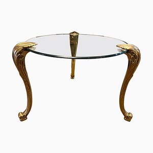 Table Guéridon en Laiton et Verre, France, 1970