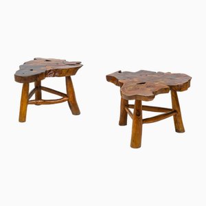 Rustic Fruitwood Tables, Set of 2