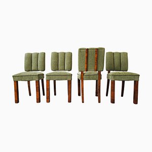 Vintage Art Deco Dining Chairs in Walnut, 1930s, Set of 4
