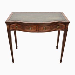 Antique Leather Top Console Table, 1950