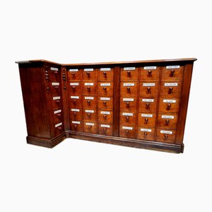 Antique Oak Apothecary Drawer Cabinet, 1890s