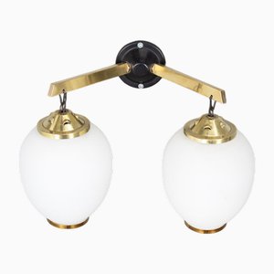 Vintage Wandlampen aus Metall & Opalglas, 1950, 2er Set