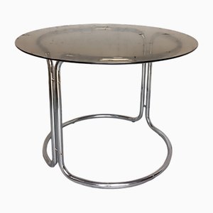 Round Bauhaus Glass Table with Chrome Base