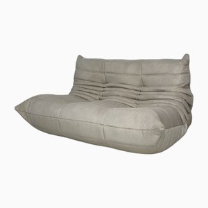 Divano a due posti Togo in velluto a coste beige di Michel Ducaroy per Ligne Roset, 1983