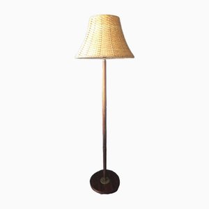 Lámpara de pie danesa de palisandro y latón, años 60
