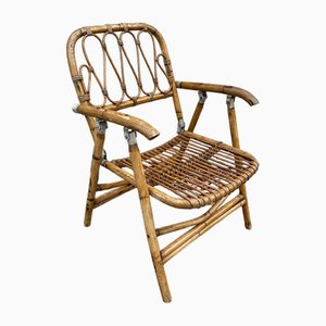 Fauteuils Pliants en Rotin, 1960, Set de 4