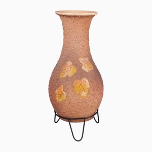 Vase Mid-Century en Céramique avec Socle, 1950s