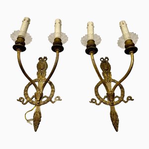 Appliques Vintage en Bronze, 1940s, Set de 2