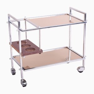 Mid-Century Serving Trolley in Chrome & Glass, 1960s