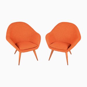 Set of Mid-Century Orange Beech Armchairs attributed to Miroslav Navratil, 1950s