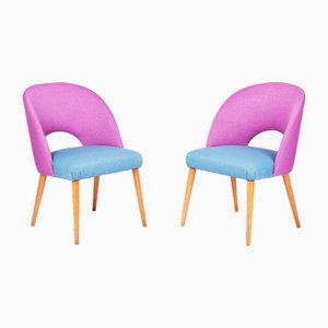 Mid-Century Pink and Blue & Armchairs in Beech, 1950s, Set of 2