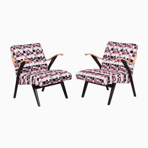 Set of Mid-Century Multi Coloured Beech Armchairs, 1950s