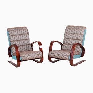 Czech Art Deco Walnut Armchairs attributed to Miroslav Navratil, 1950s, Set of 2