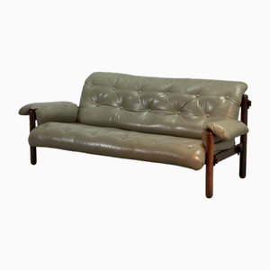 Sofa aus Leder & Jacaranda Holz von Jean Gillon für Woodard, 1960er