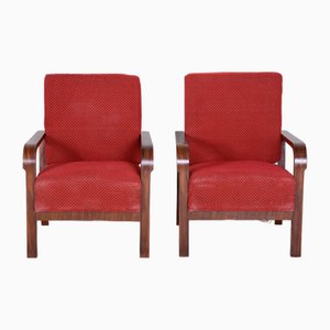 Set of Art Deco Walnut Armchairs, 1930s