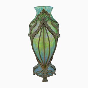 Art Nouveau Vase in Bronze Mounting by Wilhelm Kralik, 1900