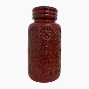 Jarrón Scheurich West Germany de cerámica roja, años 70
