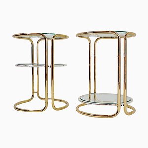 Gold and Chrome Side Tables, Set of 2