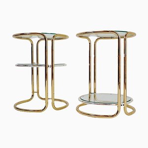 Tables d'Appoint en Or et Chrome, Set de 2