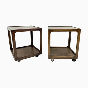 Mid-Century Side Tables with Wheels, 1960s, Set of 2