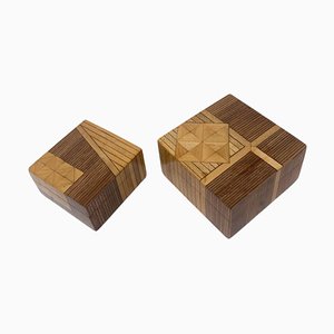 Mid-Century Modern Little Marquetry Boxes, Set of 2