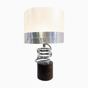 Mid-Century Modern Chrome and Leather Table Lamp