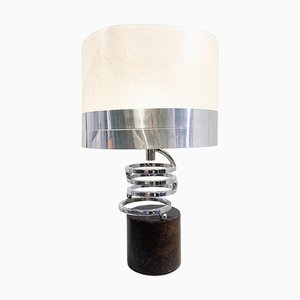 Mid-Century Modern Tischlampe aus Chrom & Leder