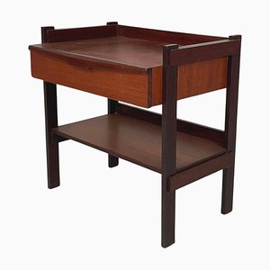 Mid-Century Modern Italian Wooden Coffee Table with Shelves and Drawer, 1960s