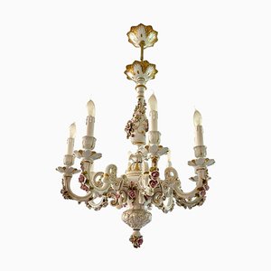 Italian Chandelier in Porcelain, 1950
