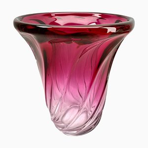 Gelgian Vase aus Kristallglas mit Amethystkern von Val Saint Lambert, 1950