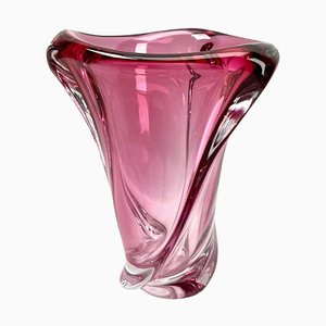 Vase Vintage en Cristal avec Noyau en Améthyste par Val Saint Lambert, 1950