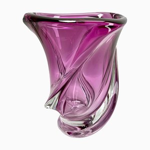 Vintage Belgian Crystal Vase by Val Saint Lambert, 1950s