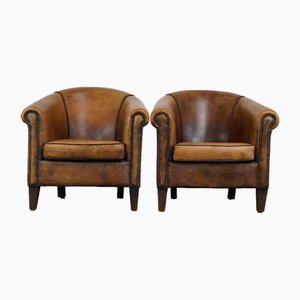 Sheep Leather Club Chairs, Set of 2