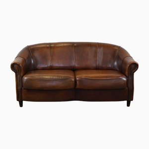 Vintage Sheep Leather Two-Seater Sofa