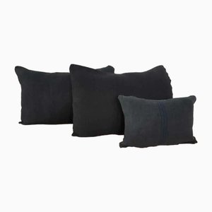 Antique Linen Cushion Covers in Dark Blue