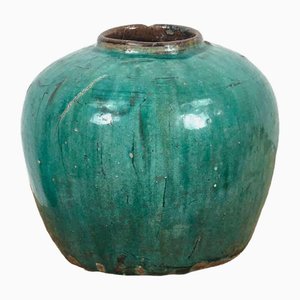 Vaso antico in ceramica verde smeraldo, 1820