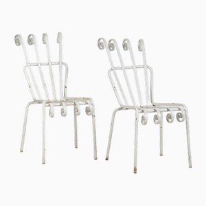 Outdoor White Chairs, 1920, Set of 2