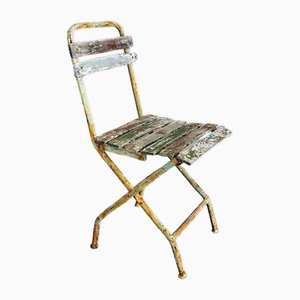 Vintage White and Green Garden Chair, 1960s