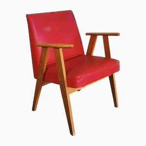 Vintage Red Armchair with Armrests, 1960s
