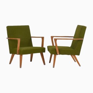 Set of Vintage Green Armchairs, 1950s