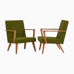 Vintage Green Armchairs, 1950s, Set of 2