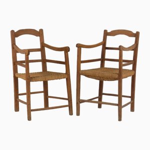 Set of Oak Armchairs, 1900s