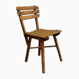 Vintage Wooden School Chair, France, 1950s