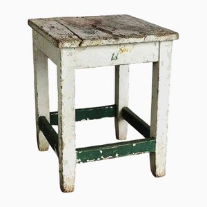 Green and White Wooden Bedside Table, 1920s