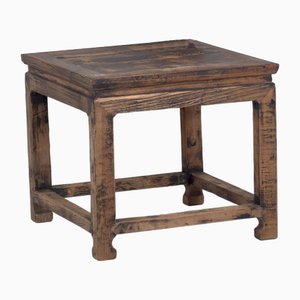 Antique Wood Square Side Table