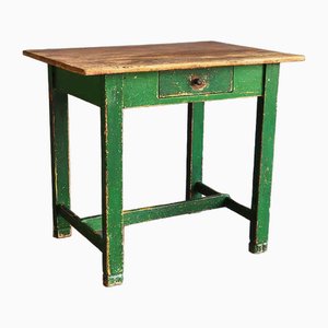 Mesa vintage de madera verde, 1920