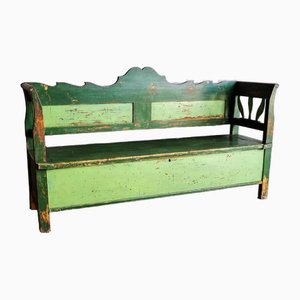 Antique Decorative Bench in Green, Hungary, 1920s