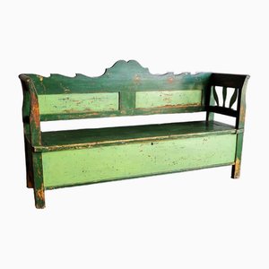 Banc Décoratif Ancien Vert, Hongrie, 1920s