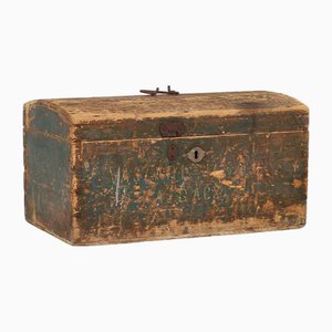Small Antique Green Trunk, 1910s