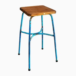 Vintage Industrial Style Metal Stool, France, 1950s